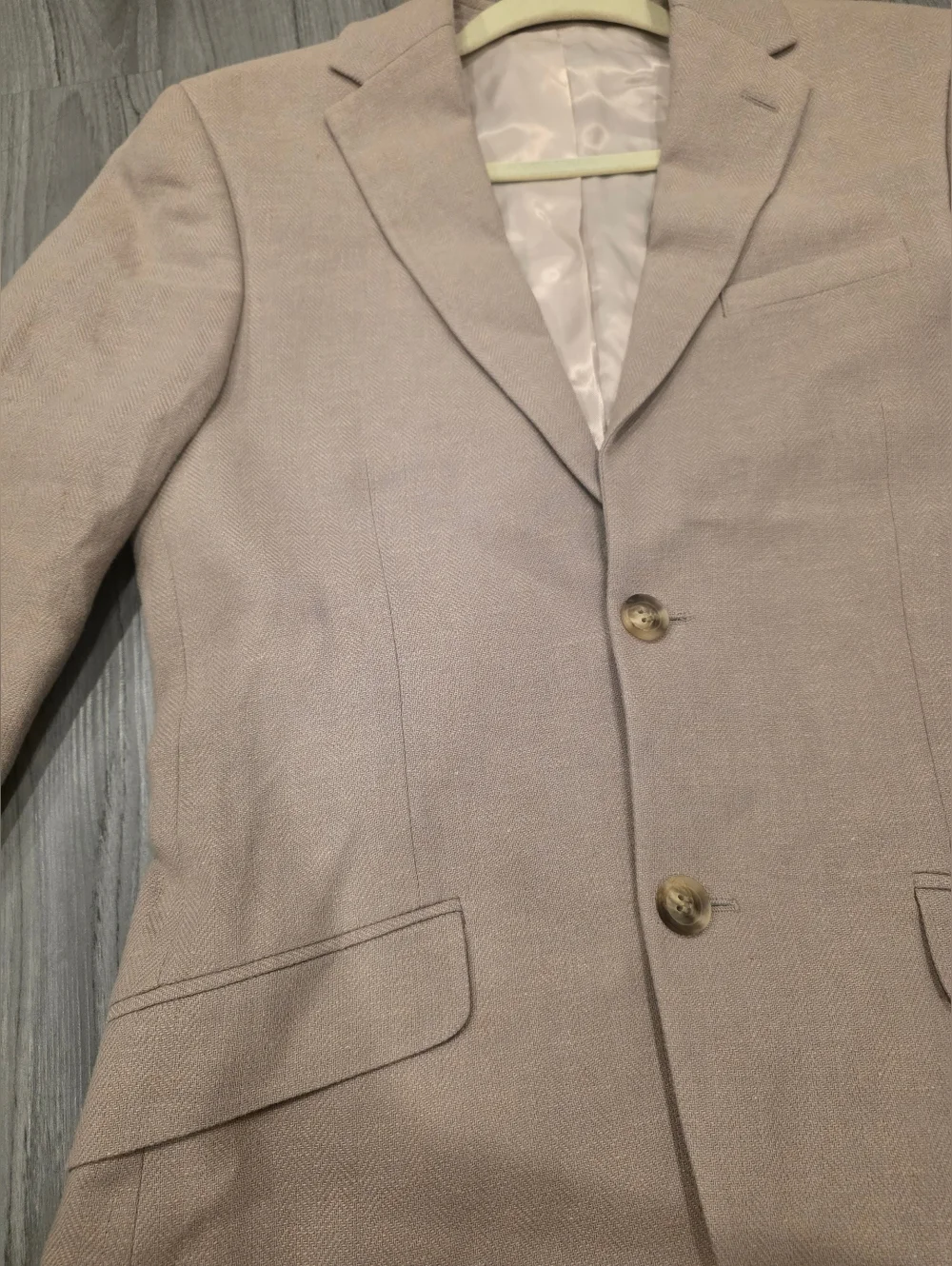 TOPMAN Men's Skinny Blazer Cotton Linen Jacket Stone 34R NWT $167 - Picture 4 of 16